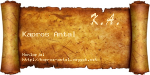 Kapros Antal névjegykártya